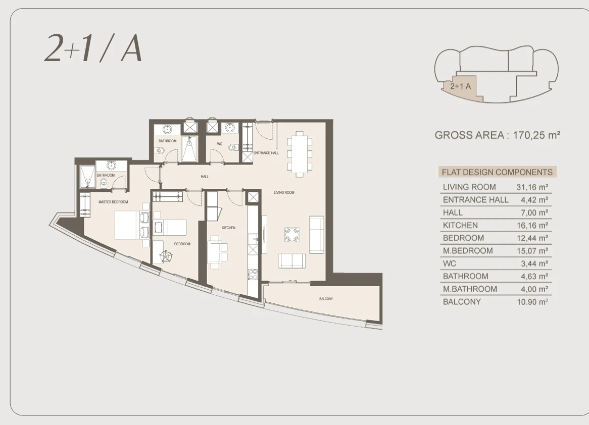 Suite 2+1 (Type A) Official Floor Plan (170.25 m²)