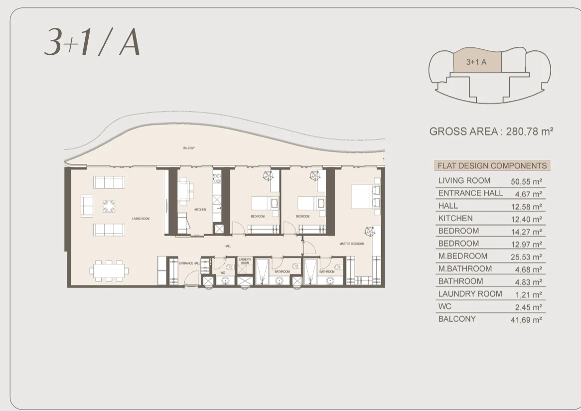 Suite 3+1 (Type A) Official Floor Plan (280.78 m²)
